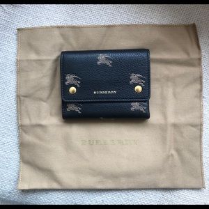Authentic Navy Logo Burberry Trifold Wallet (NWOT)